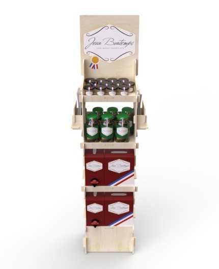ONONIS - présentoir de sol en bois  4 tablettes inclinées 153x47cm