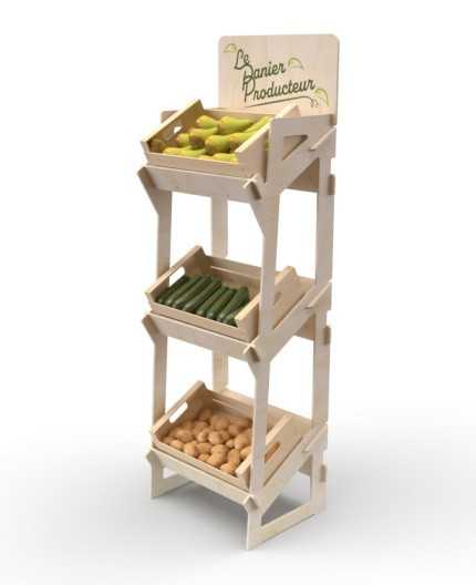 ORBIS - Présentoir bois caisses vrac 174x54cm