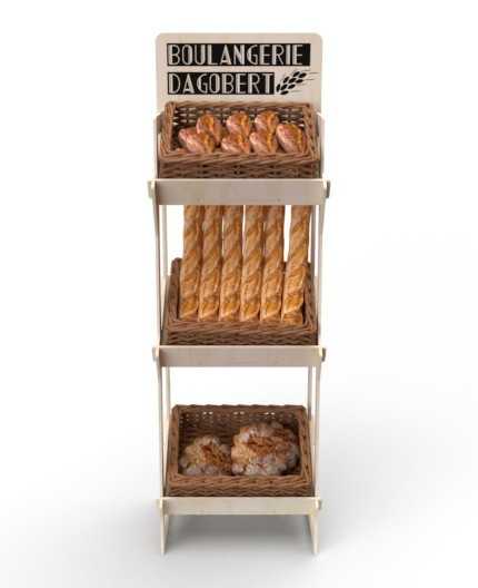 ORBIS - Présentoir bois caisses vrac 174x54cm