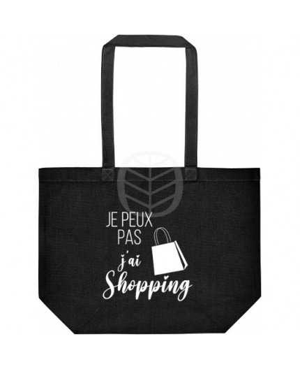 Sac cabas coton Noir 220gr 47x35+15 - impression au choix