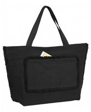 Sac de plage personnalisable ARCACHON - 57x38+18 - coton teinté noir