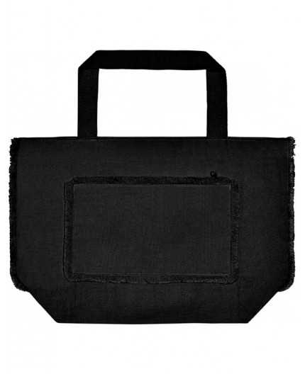 Sac de plage personnalisable ARCACHON - 57x38+18 - coton teinté noir
