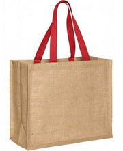 Sac DAX - toile de jute - 43x34+19 - anses plates coton teinté