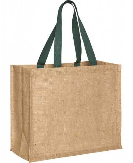 Sac DAX - toile de jute - 43x34+19 - anses plates coton teinté