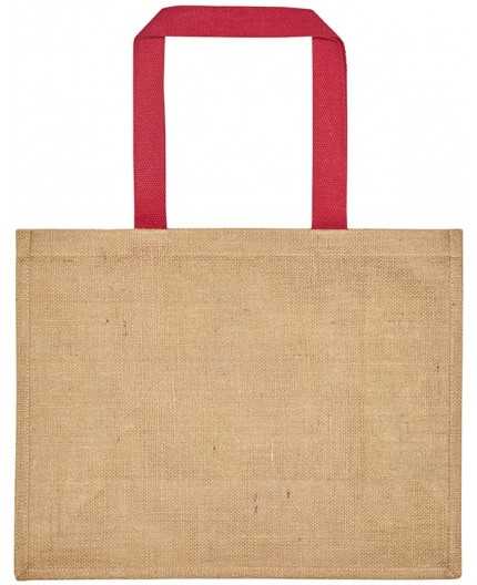 Sac DAX - toile de jute - 43x34+19 - anses plates coton teinté