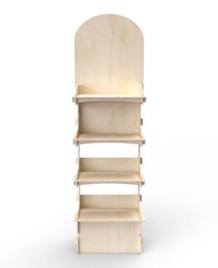 TILIA - Présentoir de sol bois 4 tablettes - grande capacité