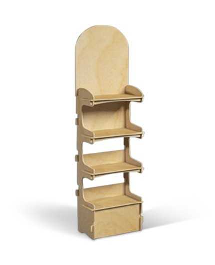 TILIA - Présentoir de sol bois 4 tablettes - grande capacité