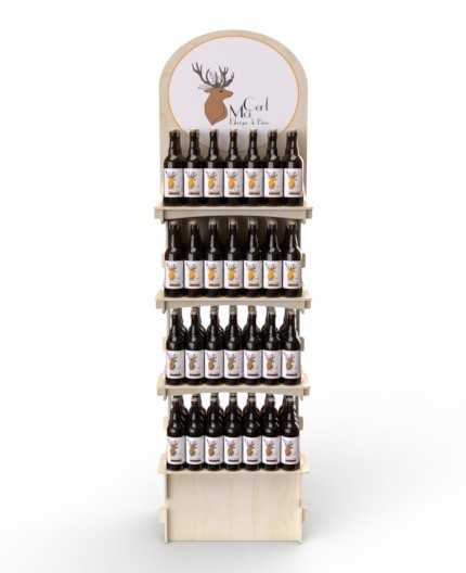 TILIA - Présentoir de sol bois 4 tablettes - grande capacité