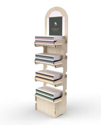 TILIA - Présentoir de sol bois 4 tablettes - grande capacité