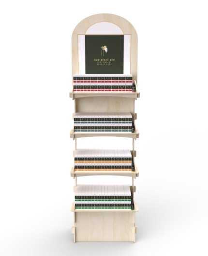TILIA - Présentoir de sol bois 4 tablettes - grande capacité