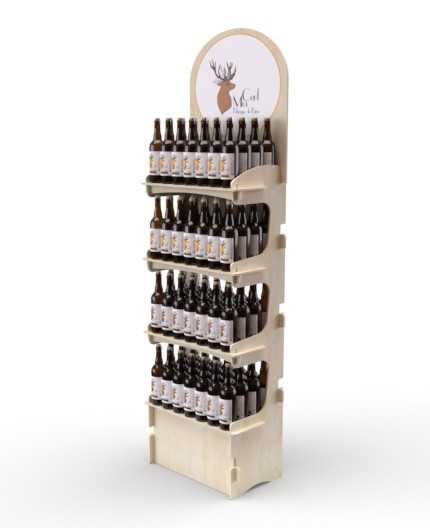 TILIA - Présentoir de sol bois 4 tablettes - grande capacité